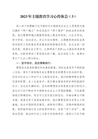 2023年主题教育学习心得体会（3）