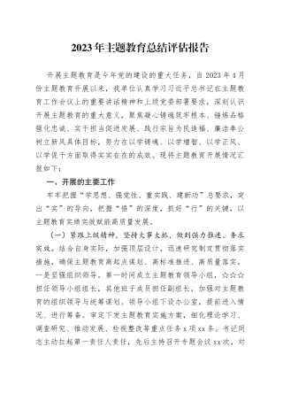 2023年主题教育总结评估报告