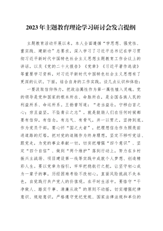 2023年主题教育理论学习研讨会发言提纲