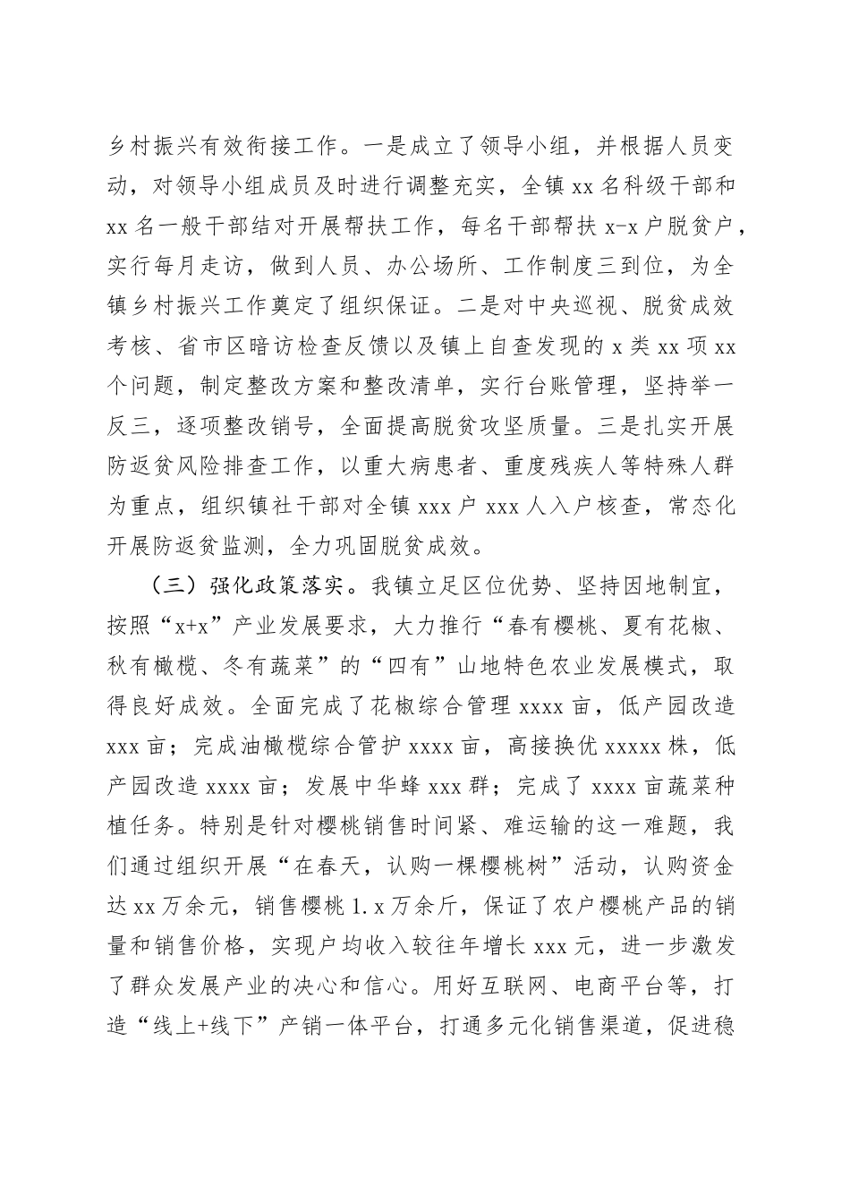 乡镇街道行乡村振兴工作第一责任人职责情况报告(1)_第2页