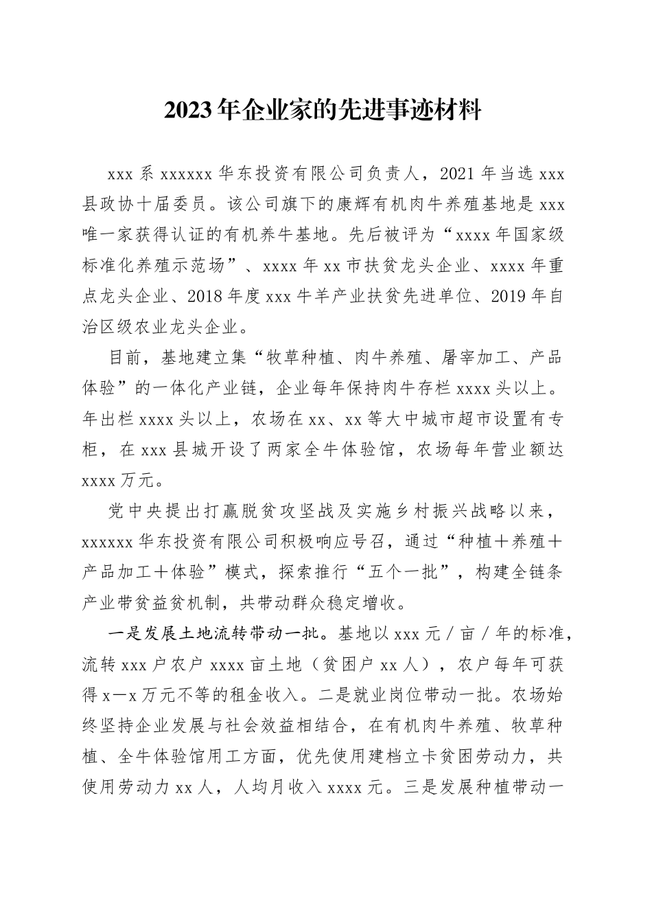 2023年企业家的先进事迹材料_第1页