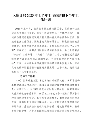 区审计局2023年上半年工作总结和下半年工作计划（20230721）