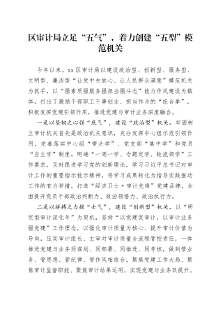 区审计局立足“五气”， 着力创建“五型”模范机关（20230606）