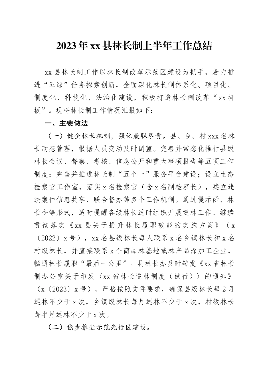 2023年县林长制上半年工作总结_第1页