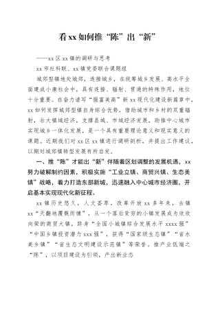 区镇的调研与思考