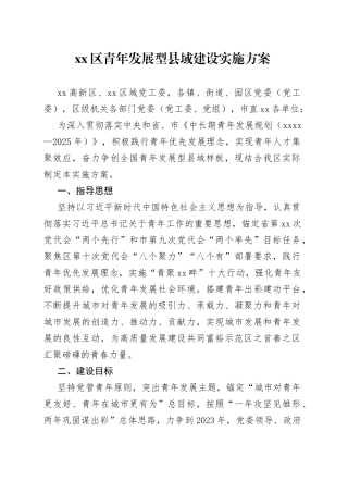 区青年发展型县域建设实施方案
