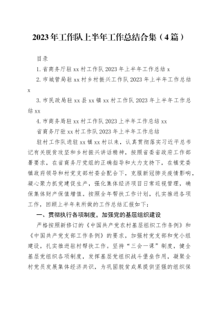 2023年工作队上半年工作总结合集（4篇）