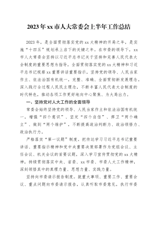 2023年市人大常委会上半年工作总结