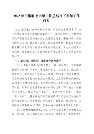 2023年市侨联上半年工作总结及下半年工作打算
