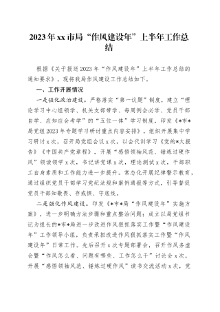 2023年市局“作风建设年”上半年工作总结