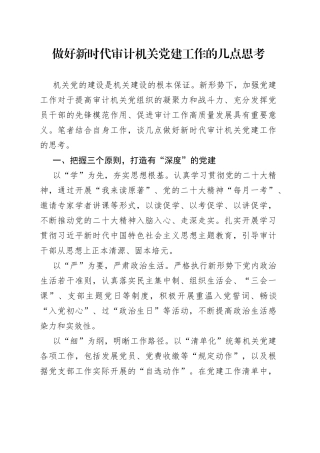 做好新时代审计机关党建工作的几点思考（20230725）