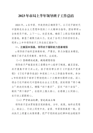2023年市局上半年领导班子工作总结