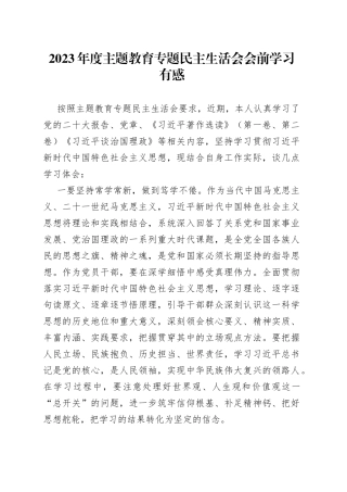 2023年度主题教育专题民主生活会会前学习有感