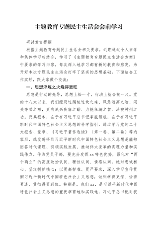 2023年度主题教育专题民主生活会会前学习研讨发言提纲3