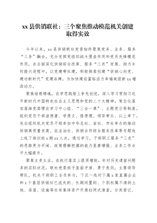 县供销联社：三个聚焦推动模范机关创建取得实效（20230828）