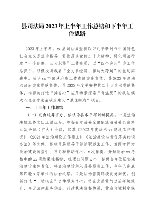 县司法局2023年上半年工作总结和下半年工作思路