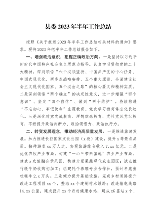 县委2023年半年工作总结