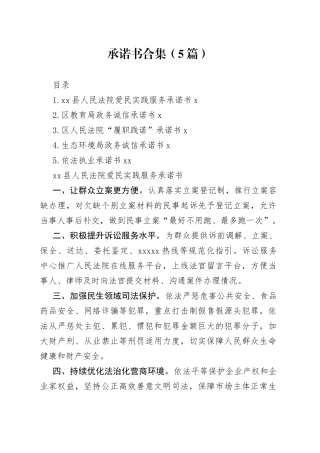 2023年承诺书合集（5篇）