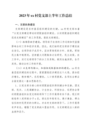 2023年村党支部上半年工作总结（20230628）