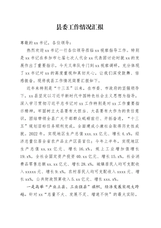 县委工作情况汇报