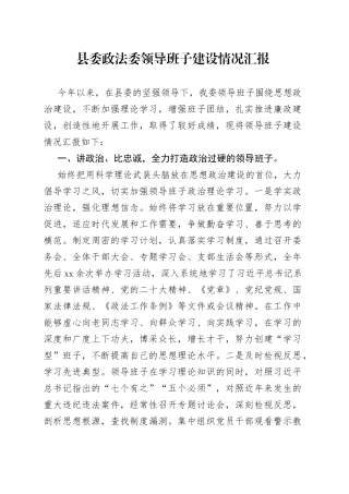 县委政法委领导班子建设情况汇报