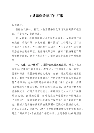 县婚俗改革工作汇报