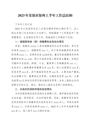 2023年某镇社保所上半年工作总结和下半年工作计划