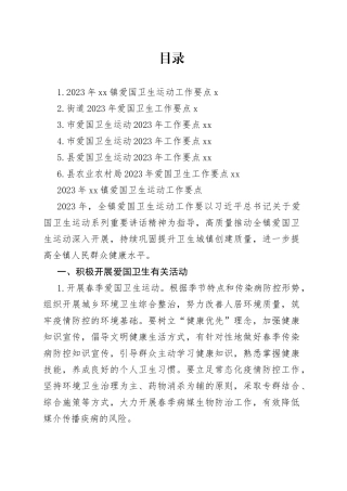 2023年爱国卫生工作要点合集