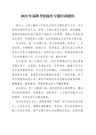 2023年苏陕考察协作专题培训感悟