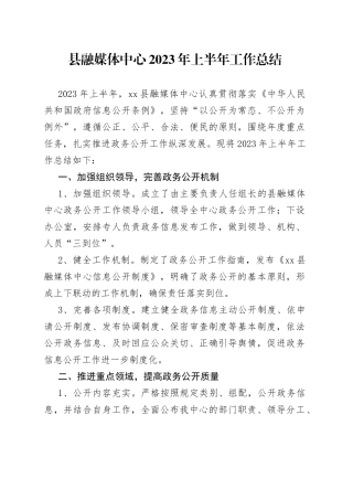 县融媒体中心2023年上半年工作总结（20230704）