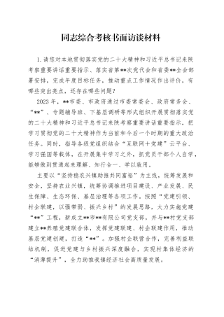 同志综合考核书面访谈材料