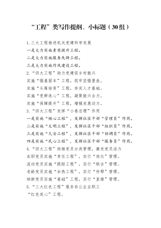30组工程类写作提纲小标题编号20230825