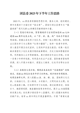 团县委2023年下半年工作思路