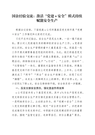 团队建设赋能安全生产工作经验材料国有企业公司总结汇报报告230829