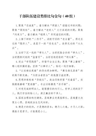 40组干部队伍建设排比句金句2308