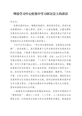 坚持统筹好发展和安全研讨发言