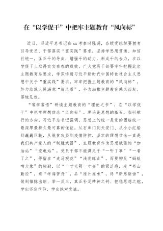 在“以学促干”中把牢主题教育“风向标”