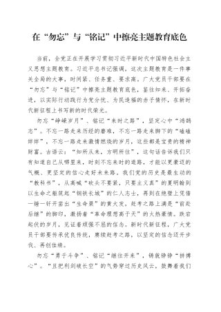 在“勿忘”与“铭记”中擦亮主题教育底色