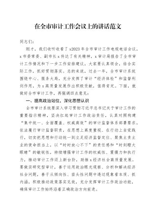 审计工作会议讲话市