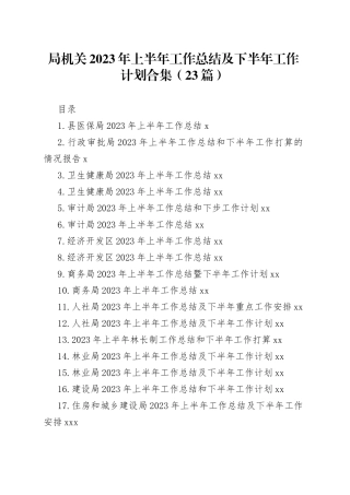 局机关2023年上半年工作总结及下半年工作计划合集（23篇）