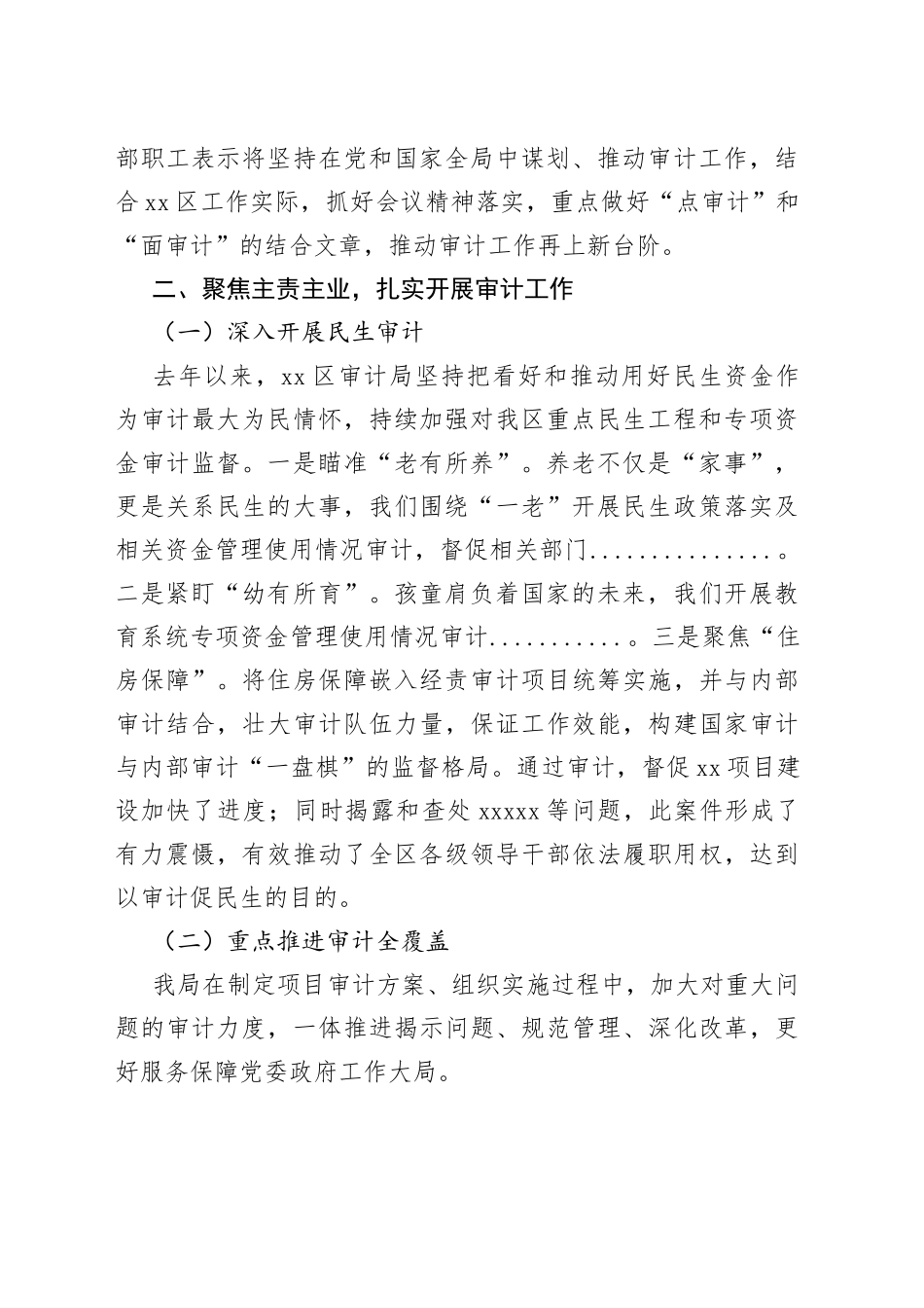 XX审计局在上级领导调研座谈会上的汇报稿_第2页