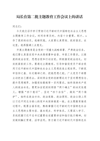局长在第二批主题教育工作会议上的讲话