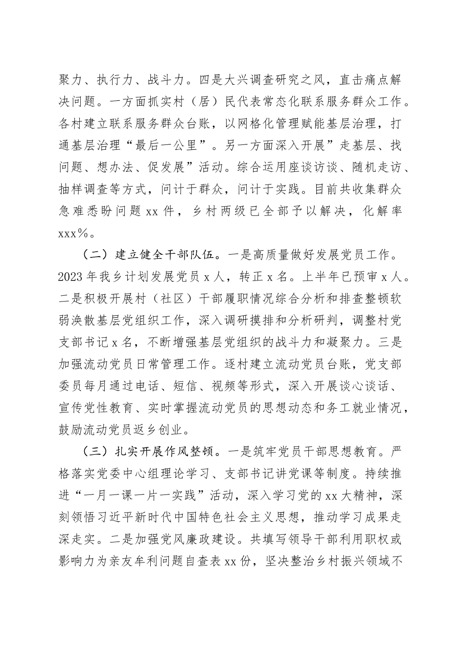 市乡2023年上半年党委工作总结_第2页