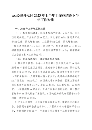 XX经济开发区2023年上半年工作总结暨下半年工作安排（20230710）