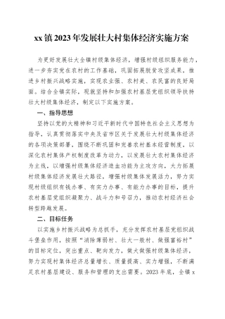 xx镇2023年发展壮大村集体经济实施方案