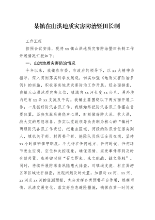 xx镇山洪地质灾害防治暨田长制工作汇报