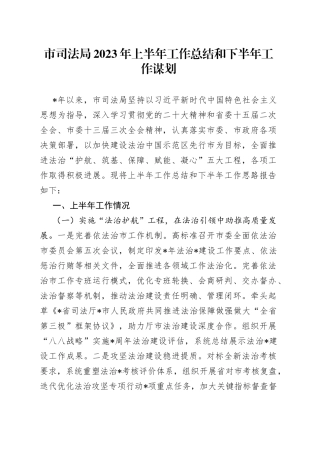 市司法局2023年上半年工作总结和下半年工作谋划