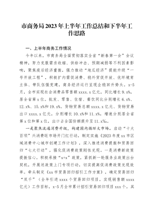 市商务局2023年上半年工作总结和下半年工作思路（2020707）