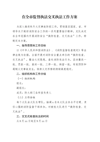 在全市监督执法交叉执法工作方案