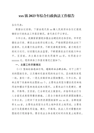 X镇2023年综合行政执法工作报告